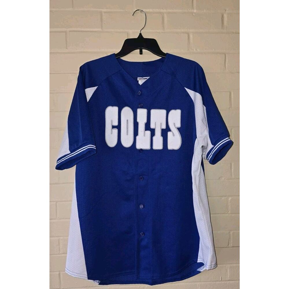 Vtg Indianapolis Colts NFL Baseball Style Jersey Men's Size Large Majestic USA
